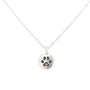 Paw Print Pendant Matte Sterling Silver Necklace