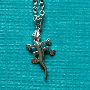 Lizard Pendant Matte 14K Gold Plated Sterling Silver Necklace