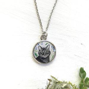 Tabby Cat Silver Necklace