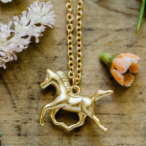 Running Horse Charm Pendant Necklace Gift Giving, Animal: Silver
