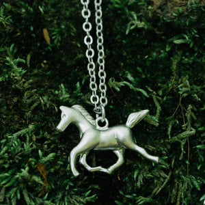 Running Horse Charm Pendant Necklace Gift Giving, Animal: Silver