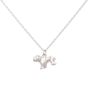 Pit Bull Dog Charm Pendant Necklace Pet Dog Mom Animal: Silver
