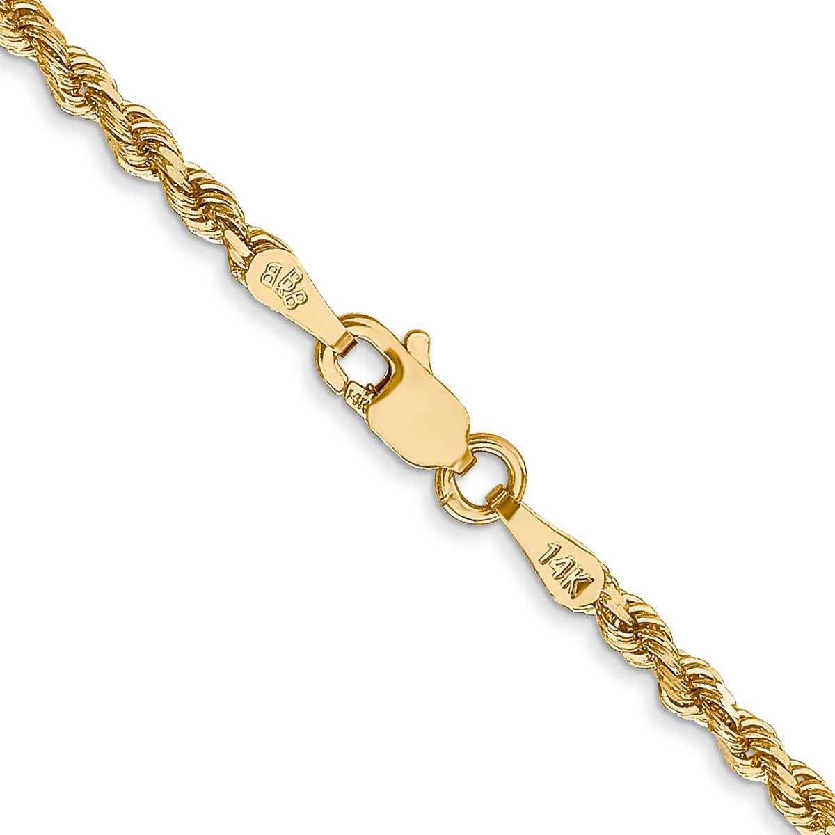 14K Gold Solid Diamond-Cut Rope Chain - 2.25mm