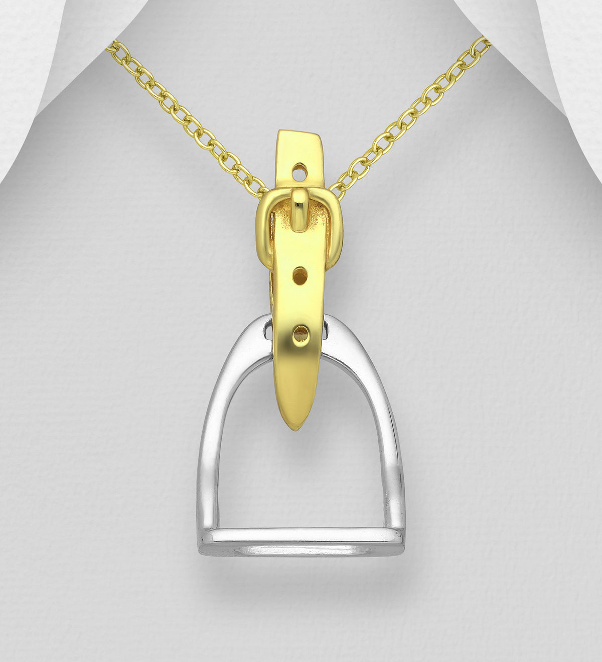 Stirrup Pendant Sterling Silver, Belt Plated with 1 Micron 14K Yellow Gold