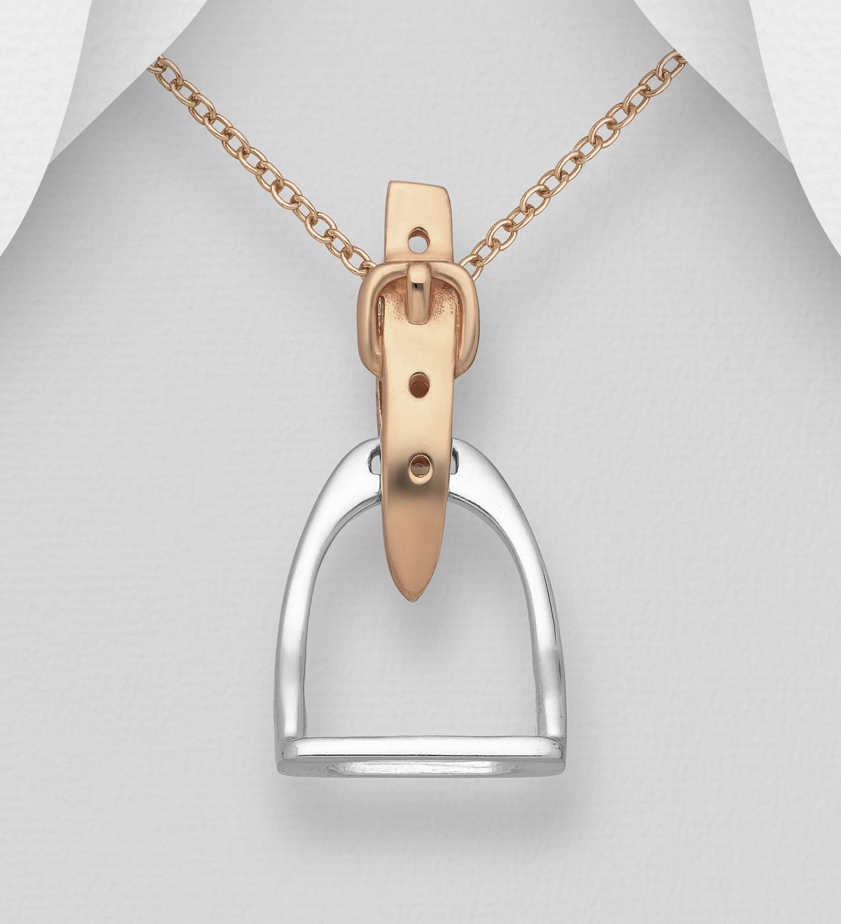 Stirrup Pendant Sterling Silver, Belt Plated with 1 Micron Pink Gold