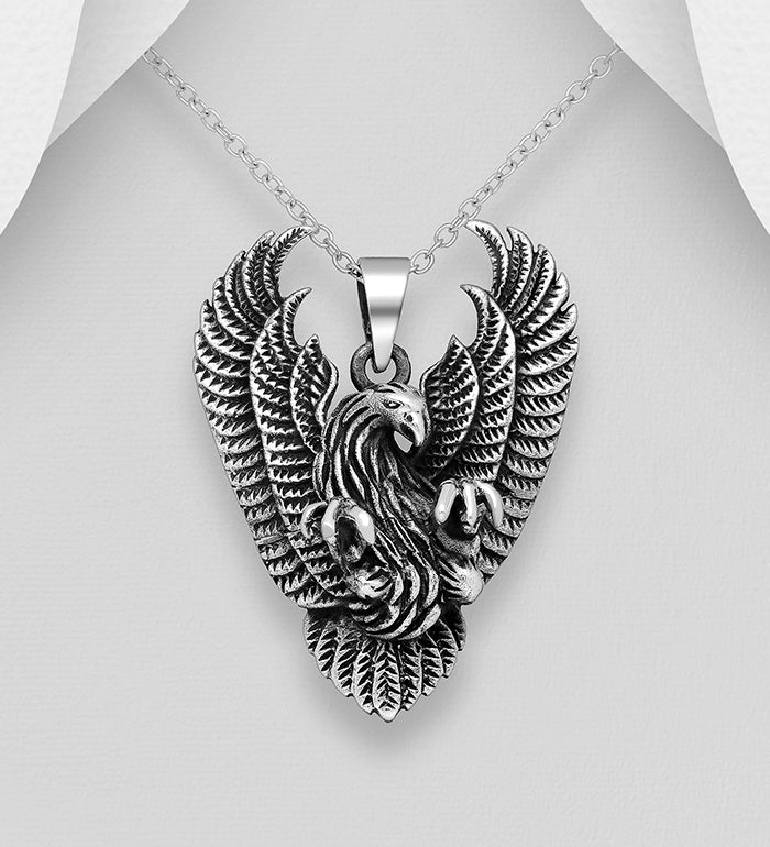 Eagle Pendant Oxidized Sterling Silver