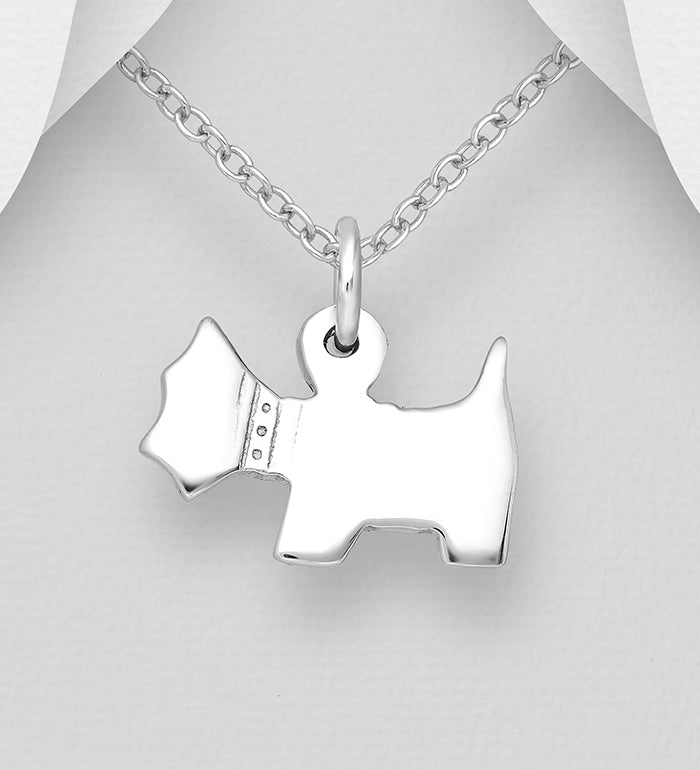 Scottie, Westie, Yorkie Dog Pendant Sterling Silver