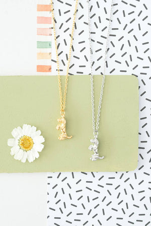 Dog Sitting Charm Necklace Animal Pet Pendant Gold Silver: Silver
