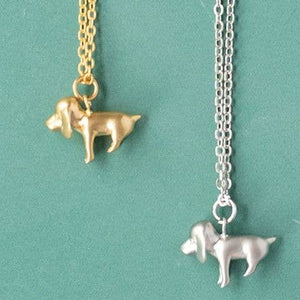 Beagle Dog Charm Dainty Necklace Pet Animal Gold Silver: Silver