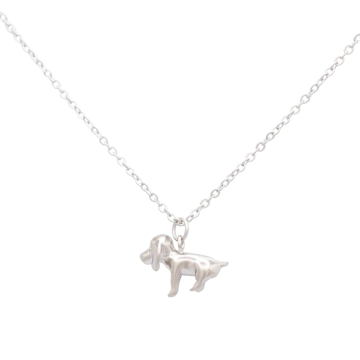 Beagle Dog Charm Dainty Necklace Pet Animal Gold Silver: Silver