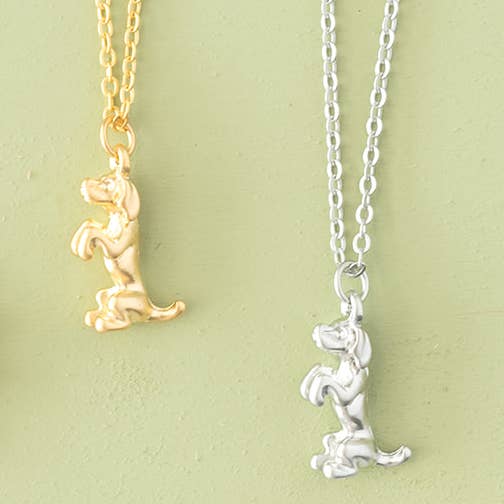 Dog Sitting Charm Necklace Animal Pet Pendant Gold Silver: Gold