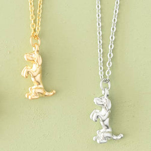 Dog Sitting Charm Necklace Animal Pet Pendant Gold Silver: Silver