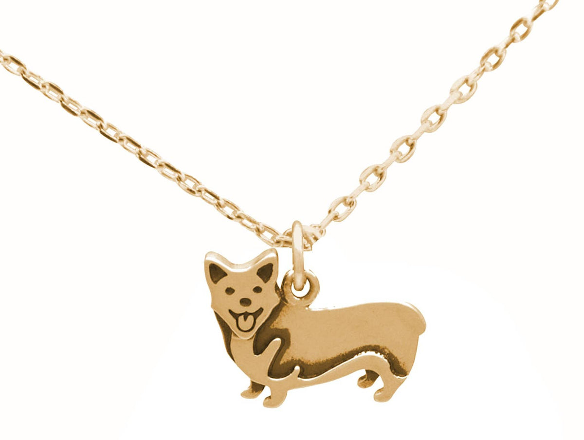 Welsh Corgi Pendant Gold Plated Sterling Silver Necklace