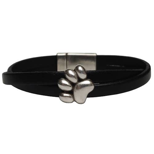 Paw Leather Bracelet - Black