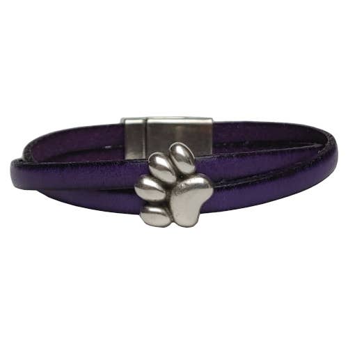 Paw Leather Bracelet - Purple