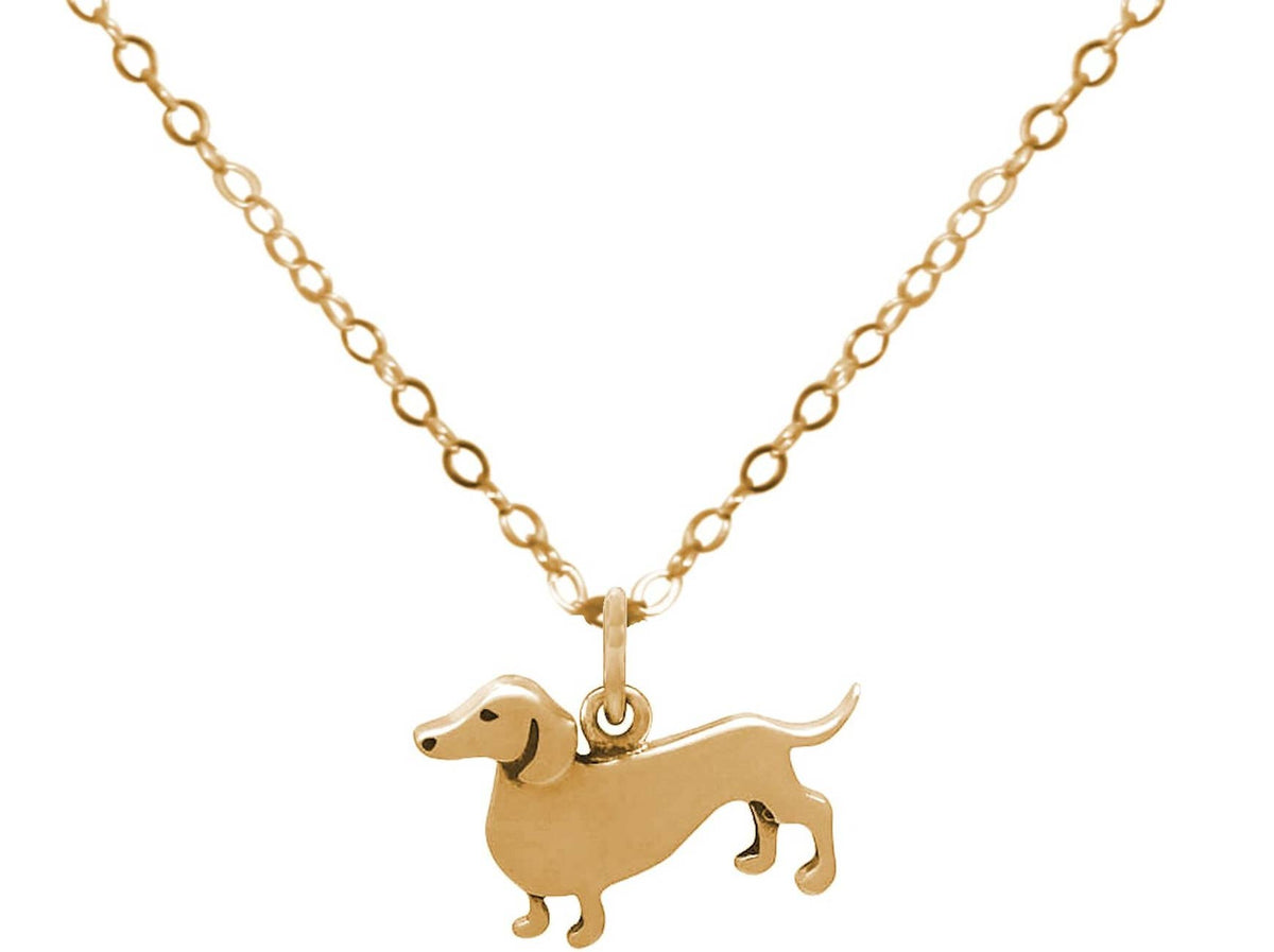 Dachshund Pendant Gold Plated Sterling Silver Necklace