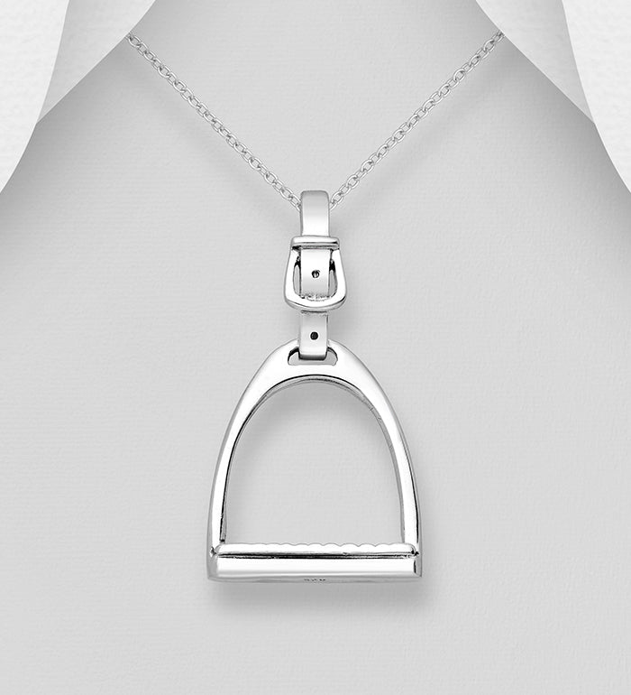 Stirrup Pendant Oxidized Sterling Silver
