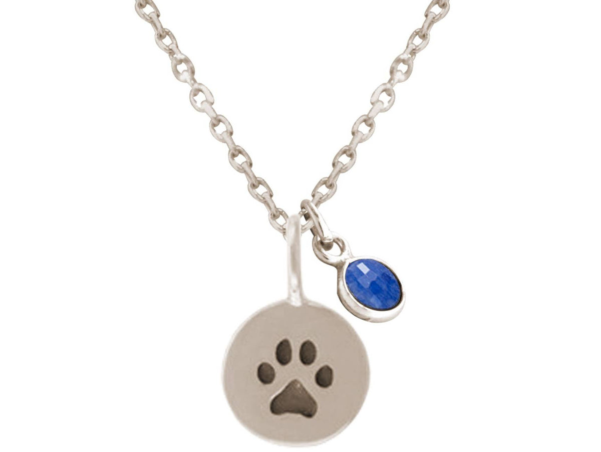 Paw Pendant with Blue Sapphire Gold Plated Sterling Silver Necklace