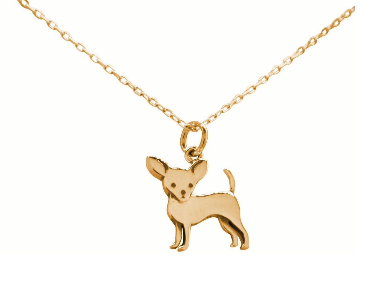 Chihuahua Pendant Gold Plated Sterling Silver Necklace