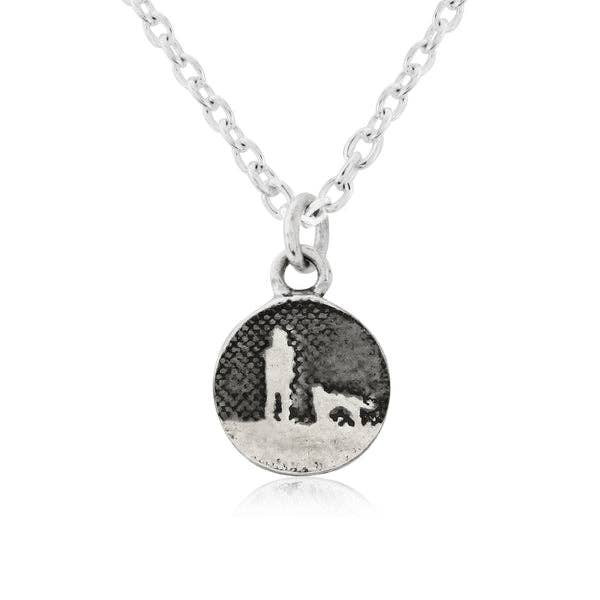 Dog Necklace under Night&#39;s Sky in Sterling Silver - Small Round