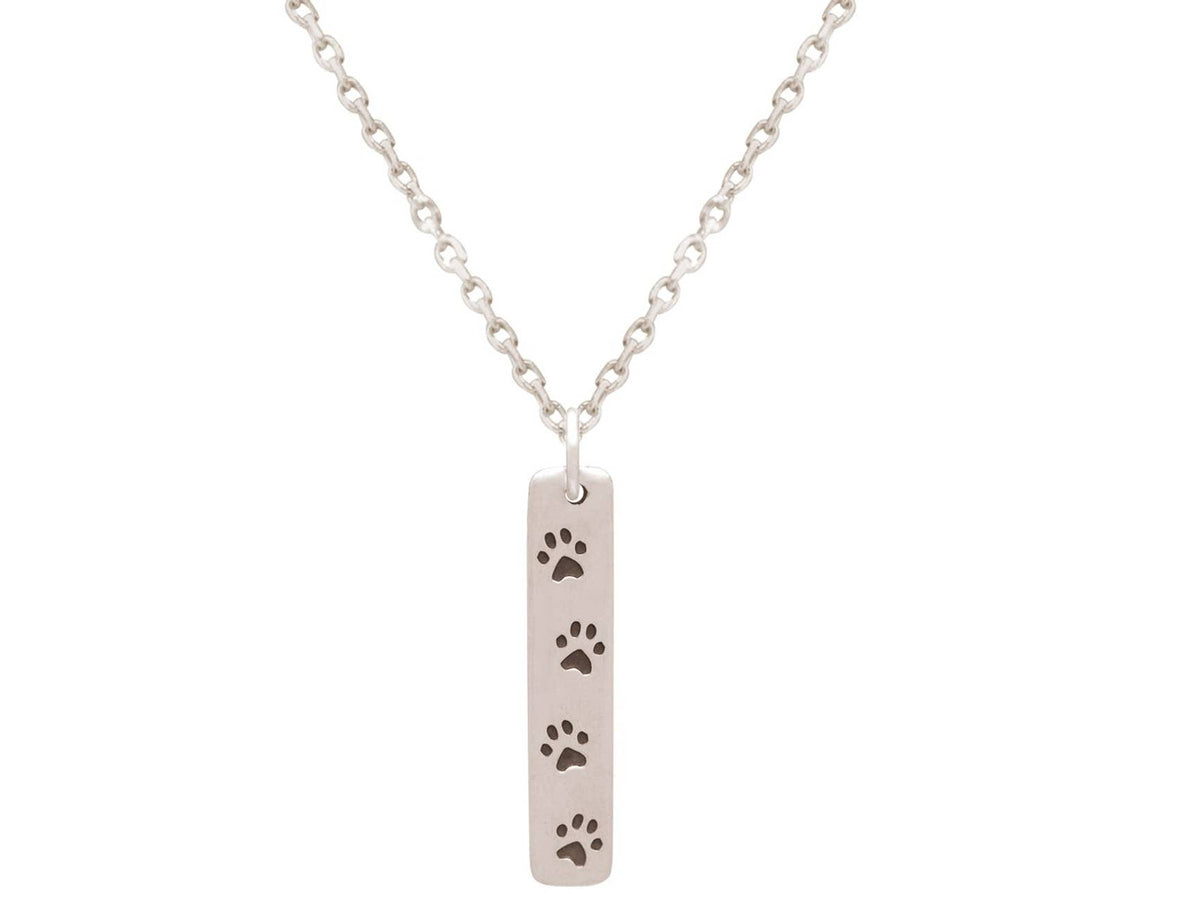 Paw Trail Pendant Sterling Silver Necklace