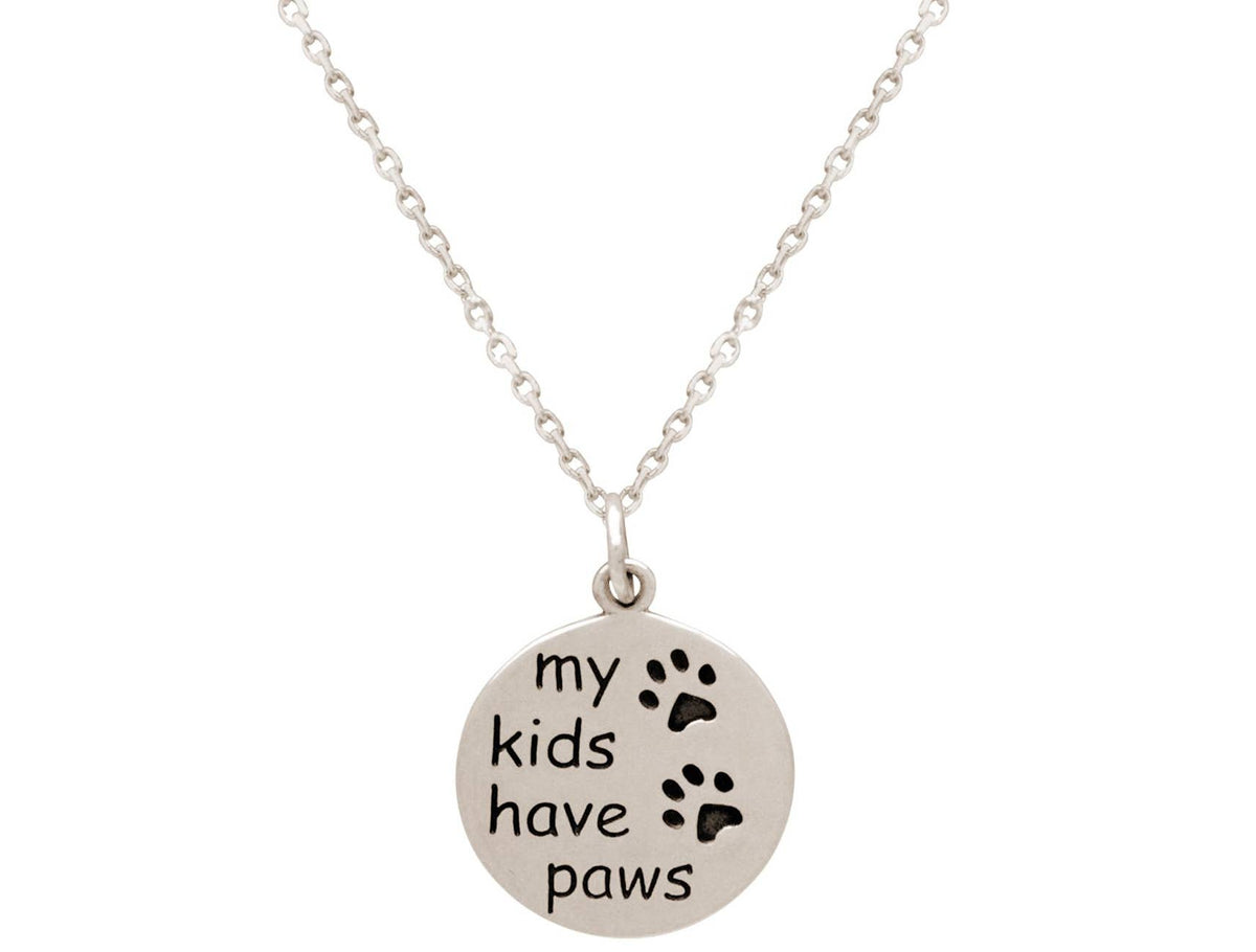 My Kids Have Paws Pendant Sterling Silver Necklace