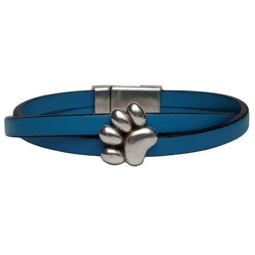 Paw Leather Bracelet - Turquoise