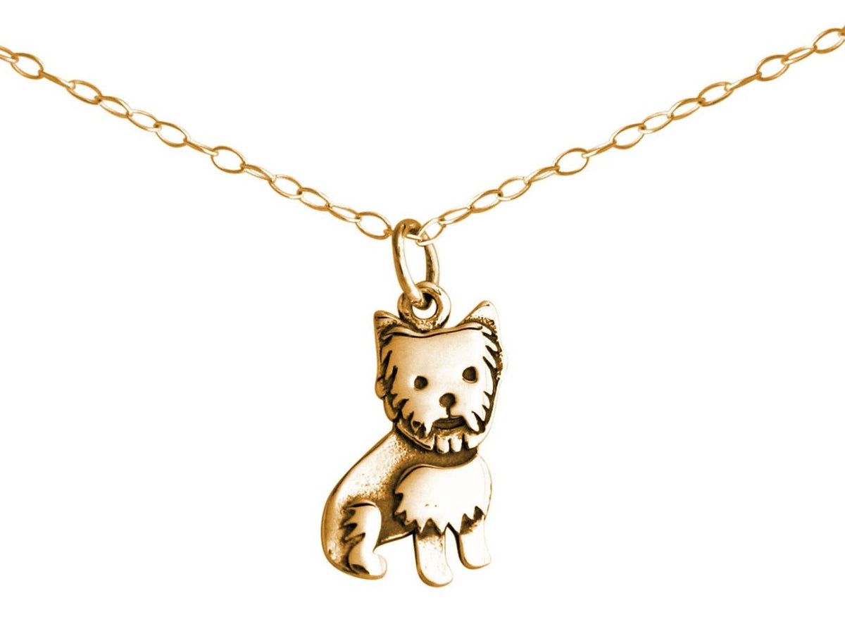 Yorkshire Terrier Pendant Gold Plated Sterling Silver Necklace