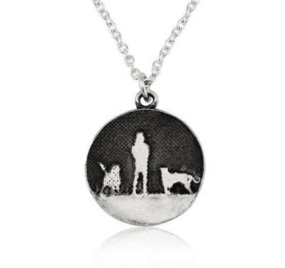 Walks Under Night&#39;s Sky Two Dogs Necklace in Sterling Silver
