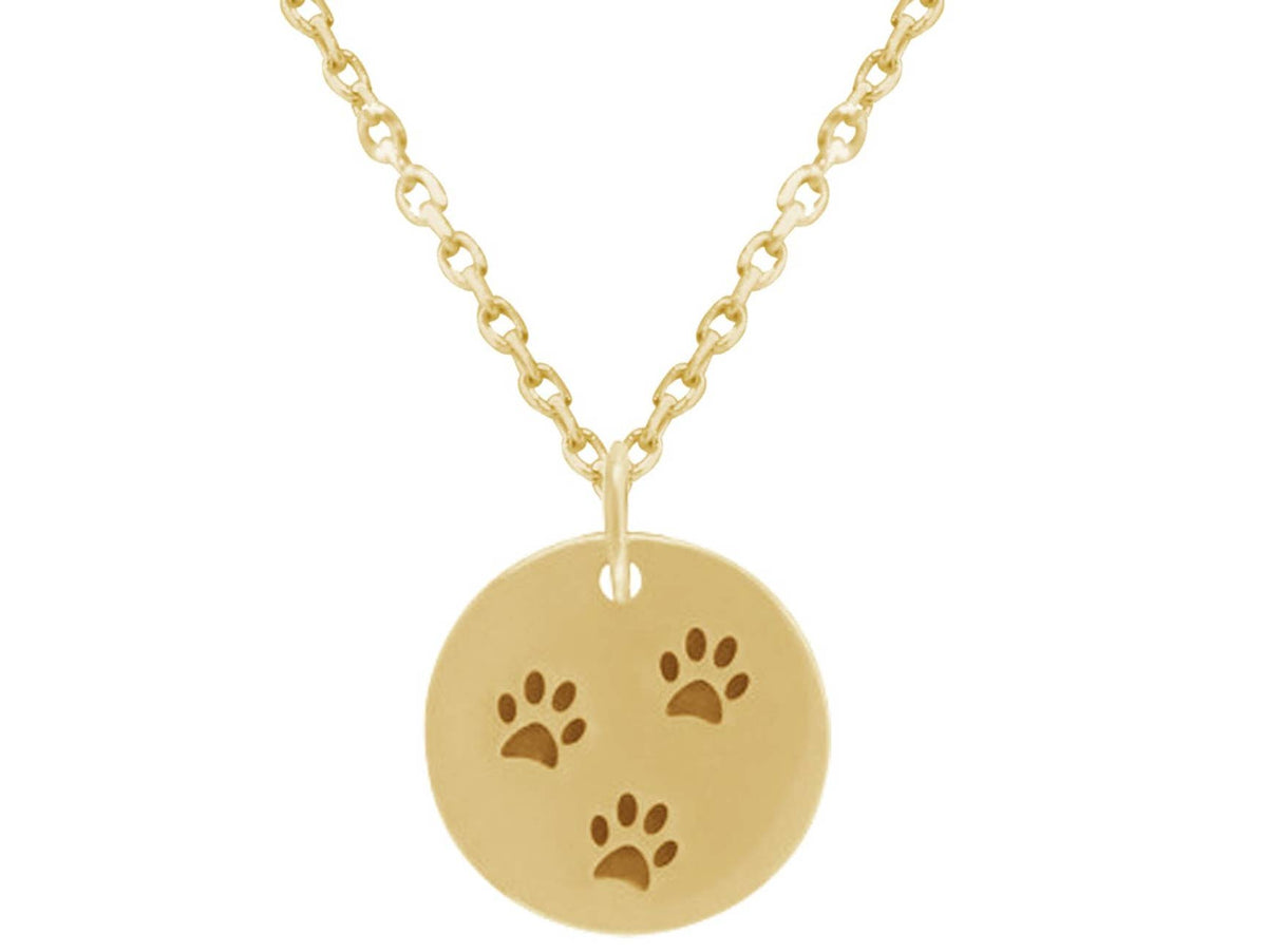 Circular Paws Pendant Gold Plated Sterling Silver Necklace