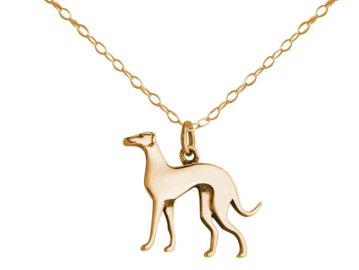 Greyhound Pendant Gold Plated Sterling Silver Necklace