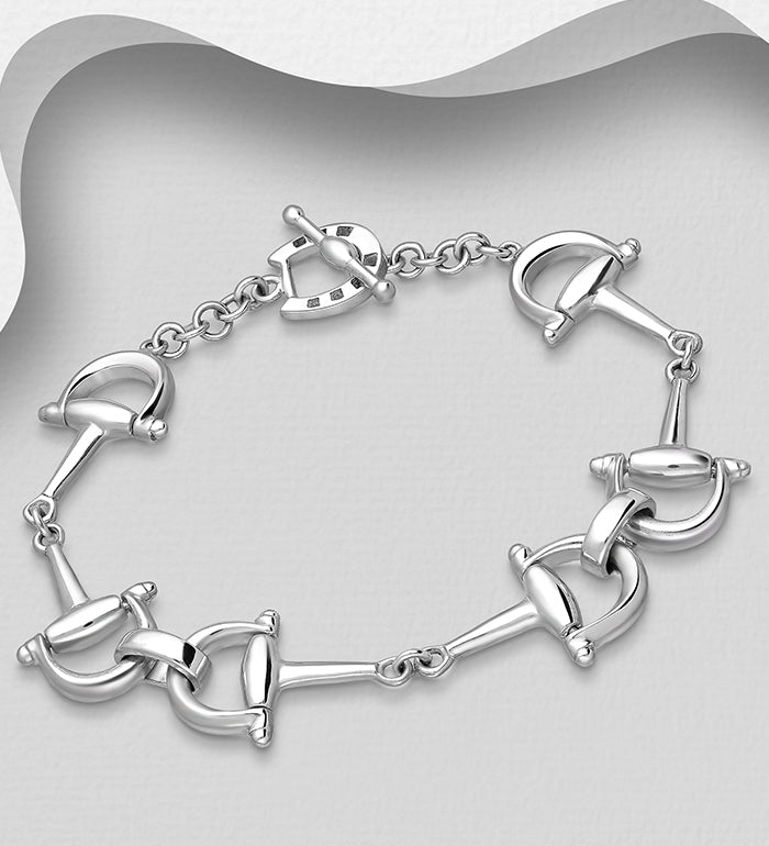 Horse Snaffle and Horseshoe Bracelet Sterling Silver