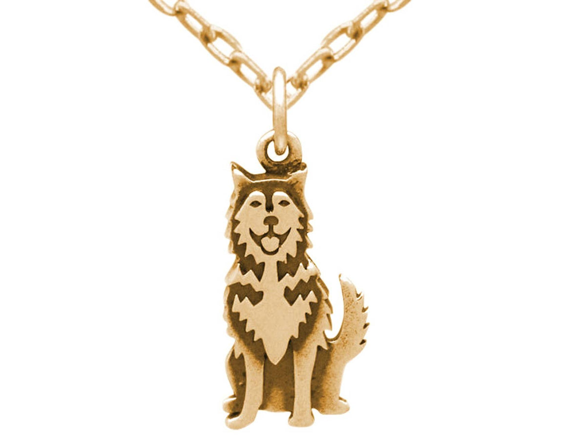 Siberian Husky Pendant Gold Plated Sterling Silver Necklace