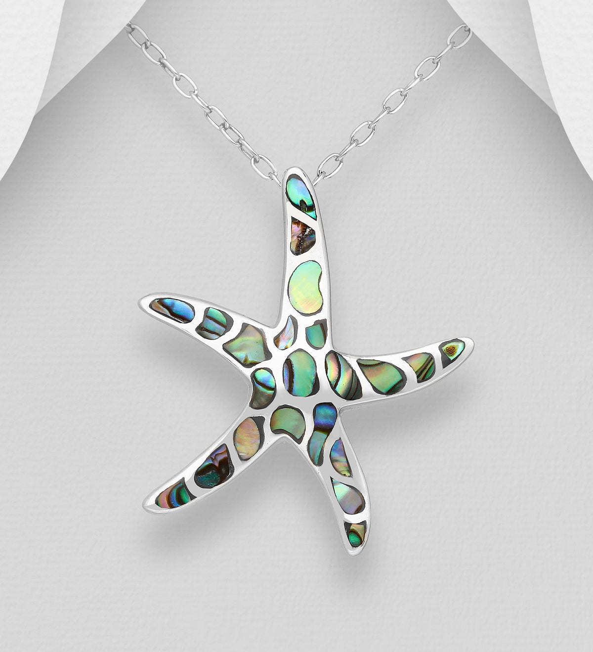 Starfish Pendant Sterling Silver Decorated with Shell or with Resin and Shell - Abalone