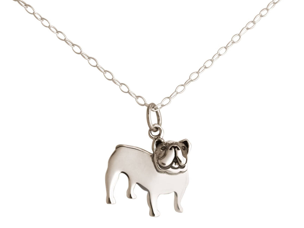 Bulldog Pendant Sterling Silver Necklace