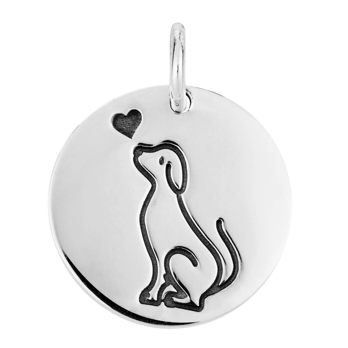 Dog and Heart Sterling Silver Pendant