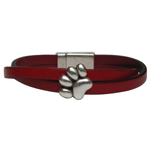 Paw Leather Bracelet - Bourdeaux