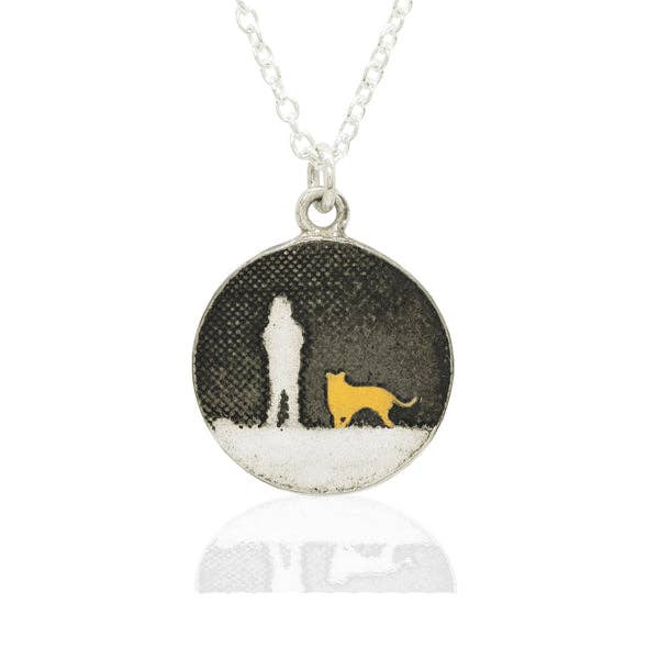 Walks Under Night&#39;s Sky Golden Dog Necklace in Sterling Silver and Gold
