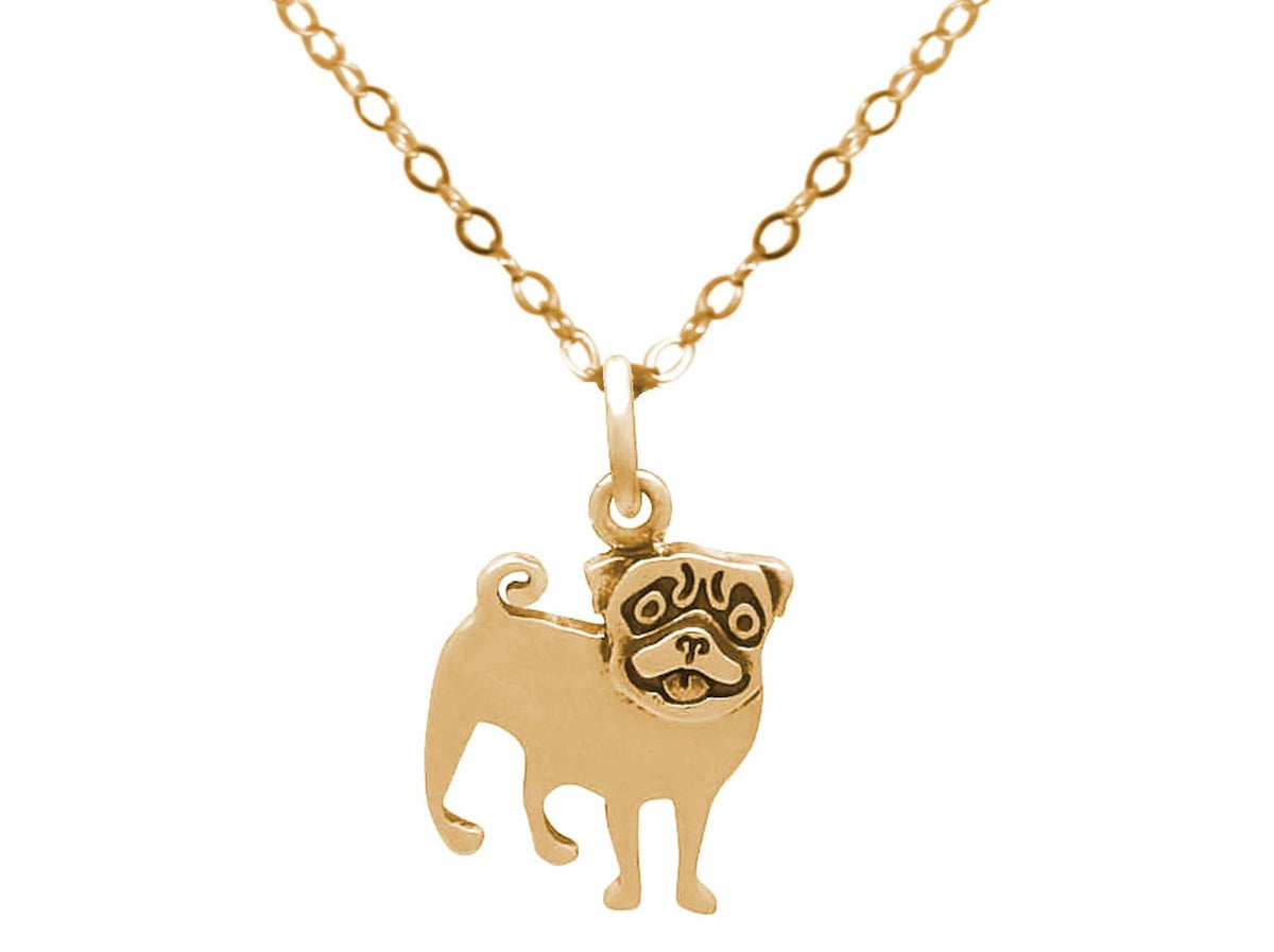 Pug Pendant Gold Plated Sterling Silver Necklace