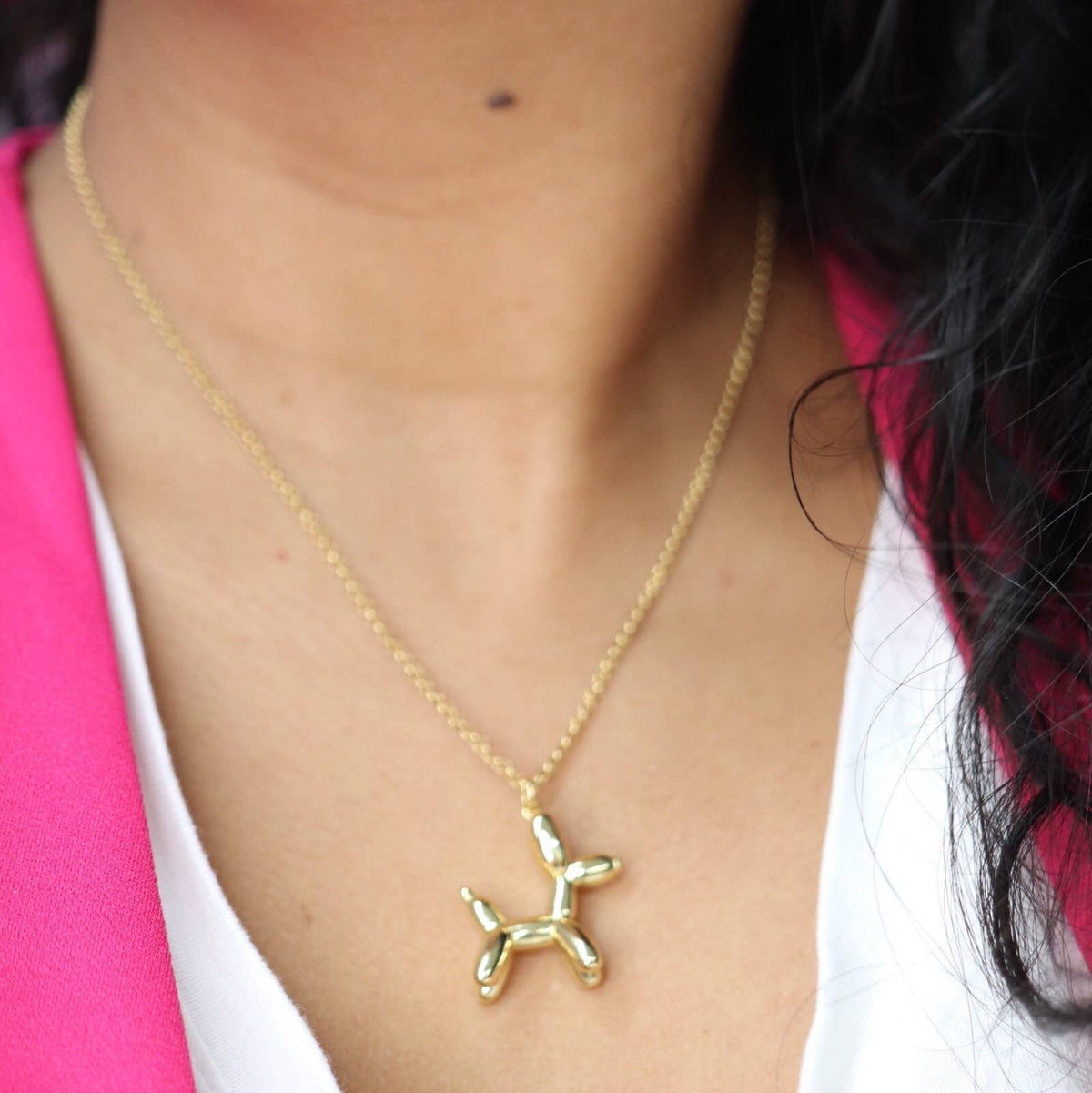 Balloon Puppy 14K Gold Plated Necklace and Earrings Set