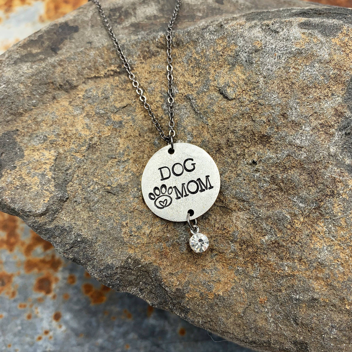 Dog Mom Silver Necklace