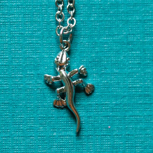 Lizard Pendant Matte Sterling Silver Necklace