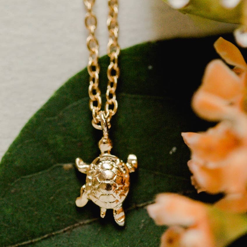 Turtle Mini Pendant 14K Gold Plated Sterling Silver Necklace