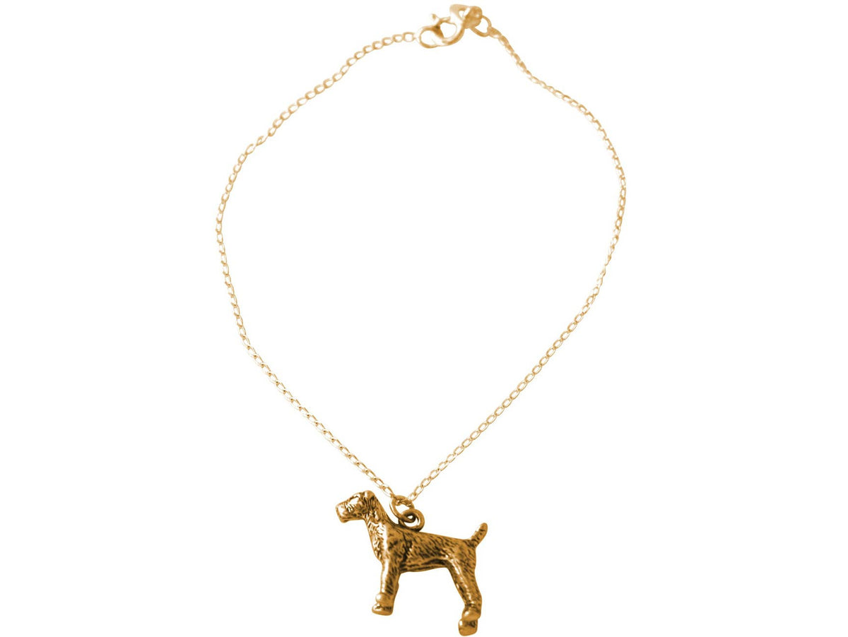 Terrier Schnauzer 3-D Pendant Gold Plated Sterling Silver Pendant