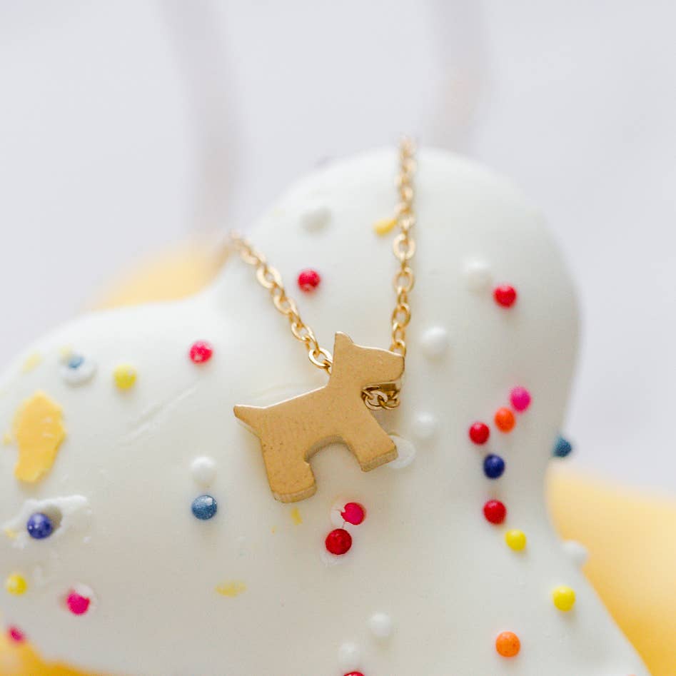 Scottie, Westie Dog Pendant Matte 14K Gold Plated Sterling Silver Necklace