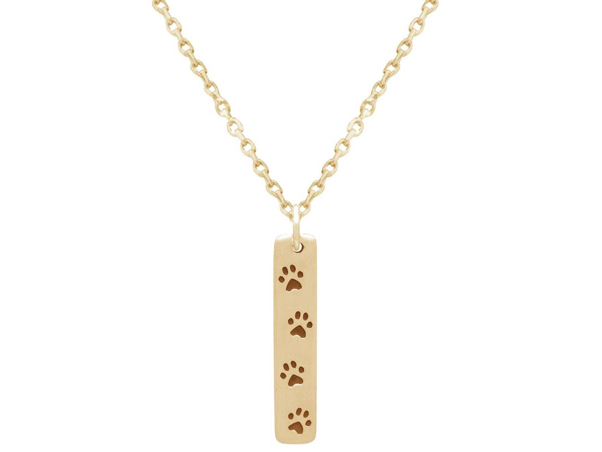 Paw Trail Pendant Gold Plated Sterling Silver Necklace