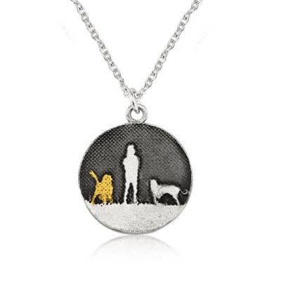 Walks Under Night&#39;s Sky Two Dogs Necklace, Sterling Silver and Gold