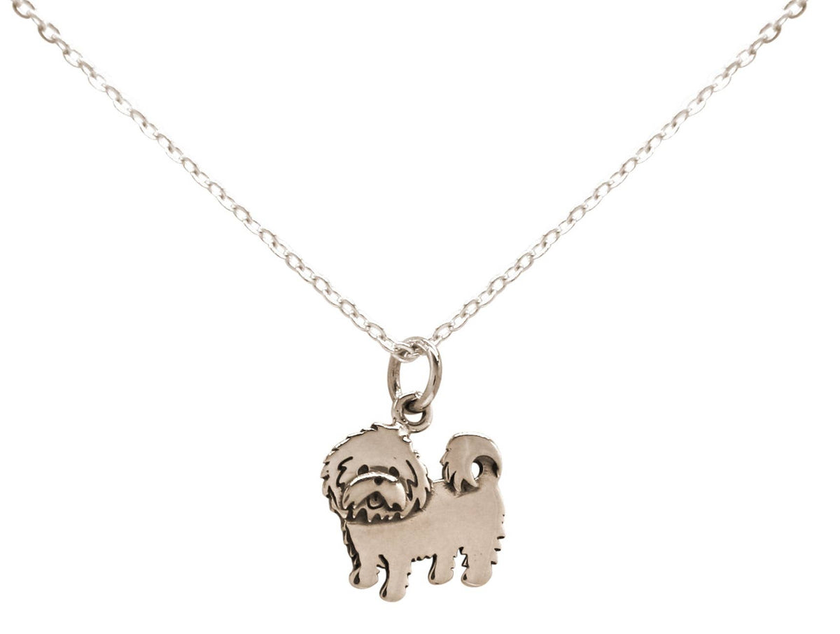 Maltese Shih Tzu Pendant Sterling Silver Necklace