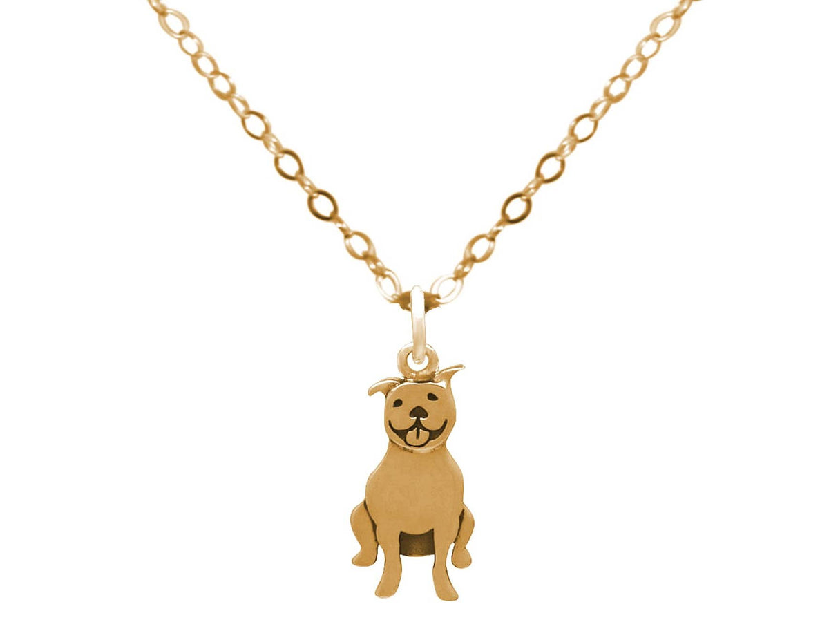Pitbull Pendant Gold Plated Sterling Silver Necklace